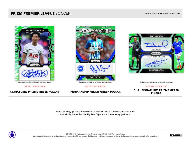 รายละเอียดการ์ดสะสมฟุตบอลพรีเมียร์ลีก อังกฤษ Panini Prizm EPL 2023-24 Retail Edition